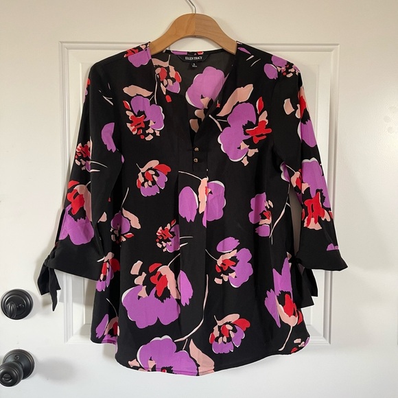 Ellen Tracy floral blouse - Picture 1 of 4
